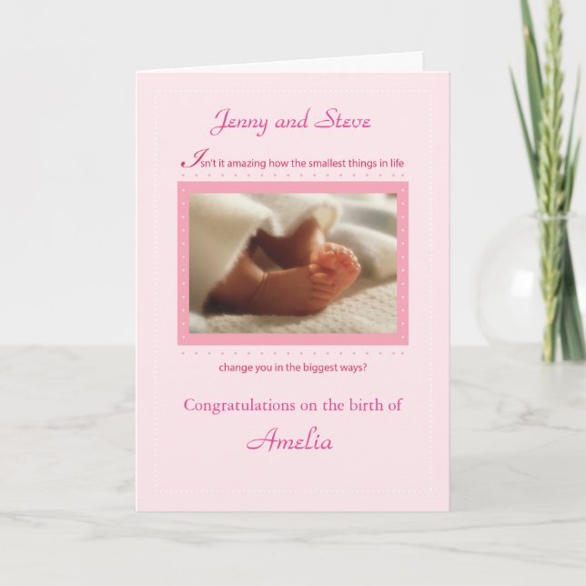 Tarjeta Personalizado Chica rosa personaliza felicitacione (Anverso)