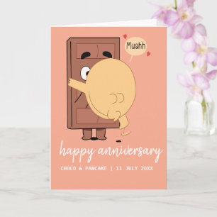 Tarjeta Personalizado Choco y Panqueque Feliz Aniversario