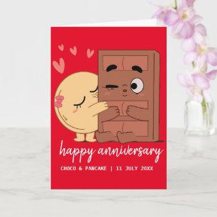 Tarjeta Personalizado Choco y Panqueque Feliz Aniversario