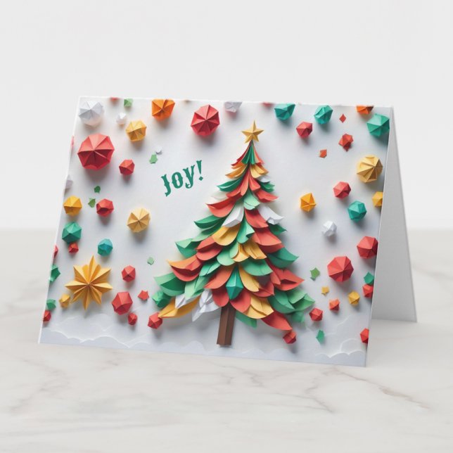 Tarjeta Personalizado Colorful Origami Tree Joyful Holiday (Subido por el creador)