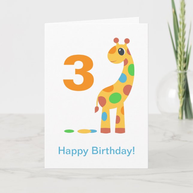 Tarjeta Personalizado colorida Giraffe Feliz cumpleaños Pe (Anverso)