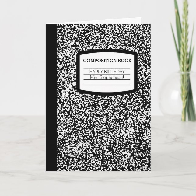 Tarjeta Personalizado Composition Book School Profesor Cum (Anverso)