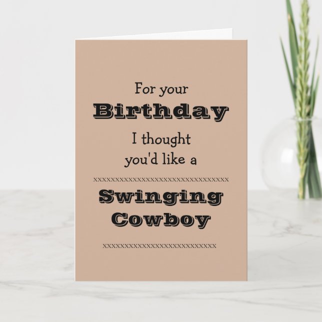Tarjeta Personalizado Cowboy Cowboy Cowday Swinging (Anverso)