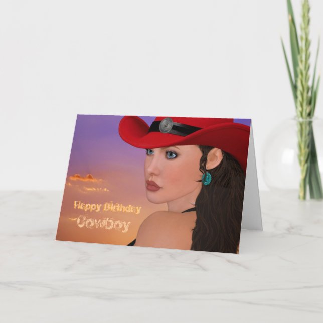 Tarjeta Personalizado Cowboy Cowgirl Birday Card (Anverso)