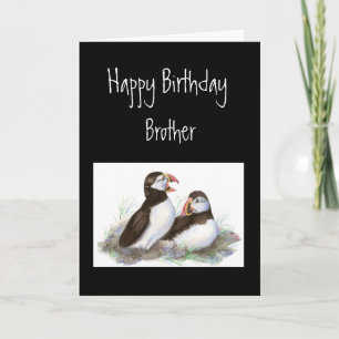 Tarjeta Personalizado Cumpleaños Brother Puffin Bird Natur