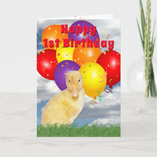 Tarjeta Personalizado Cumpleaños Globos Coloridos de Duckl