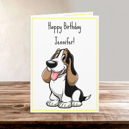 Tarjeta Personalizado Cute Basset Hound Puppy Dog Nacimien
