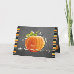 Tarjeta Personalizado Cute Calabaza Naranja Rayas verdes p