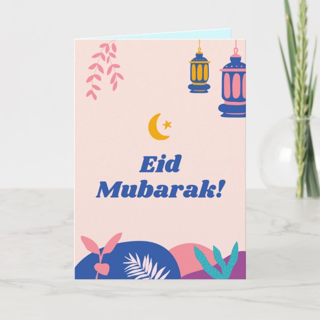Tarjeta personalizado Cute Colorful Moderno Eid Mu (Anverso)