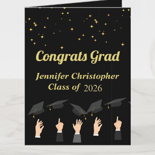 Tarjeta Personalizado Cute Elegante Graduación en Negro y 