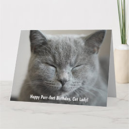 Tarjeta Personalizado Cute Gray Kitty Photo Purr-fect Cump