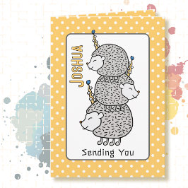 Tarjeta Personalizado Cute Hedgehog feliz cumpleaños para 