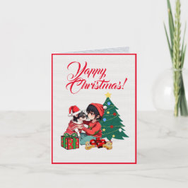 Tarjeta Personalizado Cute Perro Chihuahua Con Noche Niña