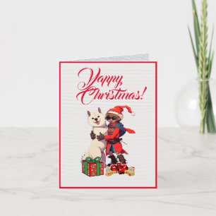 Tarjeta Personalizado Cute Perro Samoyano Con Navidades Ni