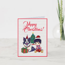 Tarjeta Personalizado Cute Pug Dog Con Pequeñas Navidades