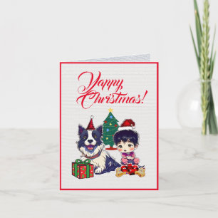 Tarjeta Personalizado Cute Pug Dog Con Pequeñas Navidades