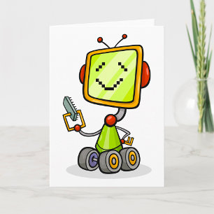Tarjeta Personalizado Cute Retro Robot Divertido AI Tech D