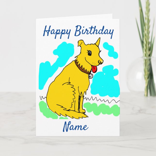 Tarjeta Personalizado Cute Shaggy Dog Cumpleaños (Anverso)