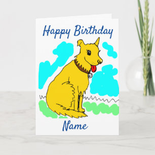 Tarjeta Personalizado Cute Shaggy Dog Cumpleaños