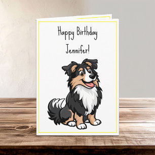 Tarjeta Personalizado Cute Sheltie Shetland Shepherd Cumpl