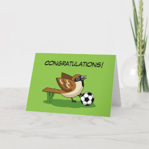 Tarjeta Personalizado Cute Sparrow Jugando Fútbol