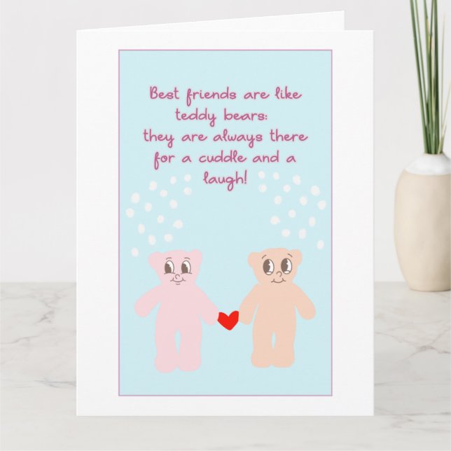 Tarjeta Personalizado Cute Teddy Bears Bestie Cita Galenti (Anverso)