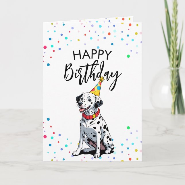 Tarjeta Personalizado Dalmatian Dog con cumpleaños Confett (Anverso)