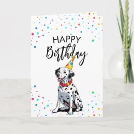 Tarjeta Personalizado Dalmatian Dog con cumpleaños Confett