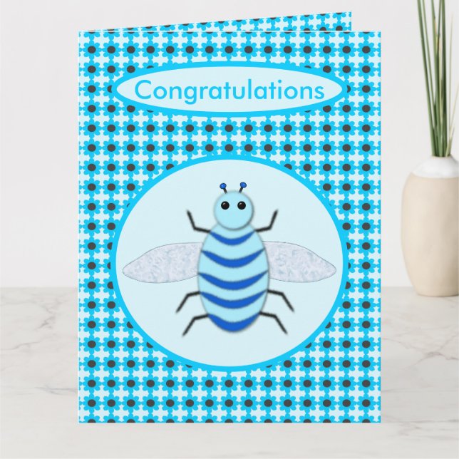 Tarjeta Personalizado de abeja azul lindo (Anverso)