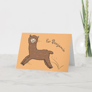 Tarjeta Personalizado de alpaca marrón feliz