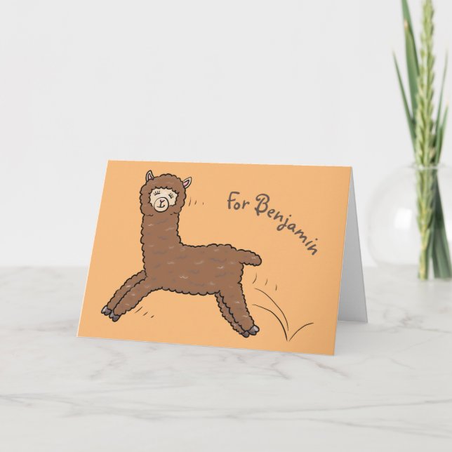 Tarjeta Personalizado de alpaca marrón feliz (Anverso)
