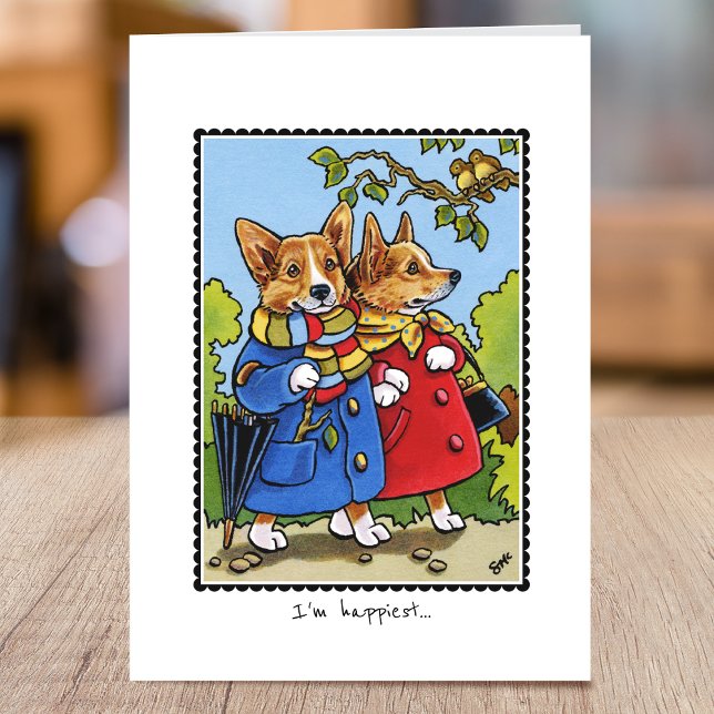 Tarjeta Personalizado de amor de perro de Corgi caprichoso (Subido por el creador)