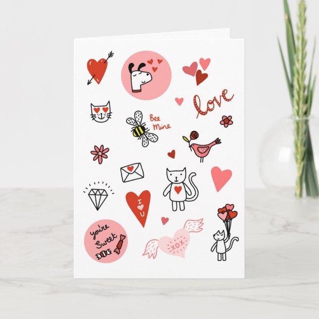 Tarjeta Personalizado de amor El día de San Valentín Cute (Anverso)