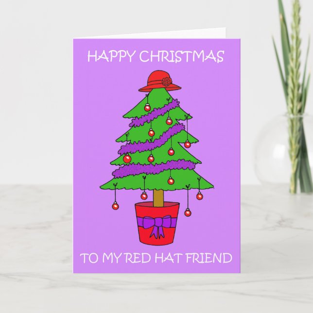 Tarjeta Personalizado de árbol de navidad Gorra rojo (Anverso)