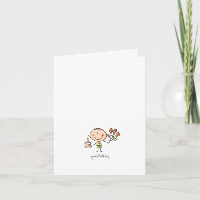 Tarjeta Personalizado de Arte de Línea Cuta (De Él) Cumple (Anverso)