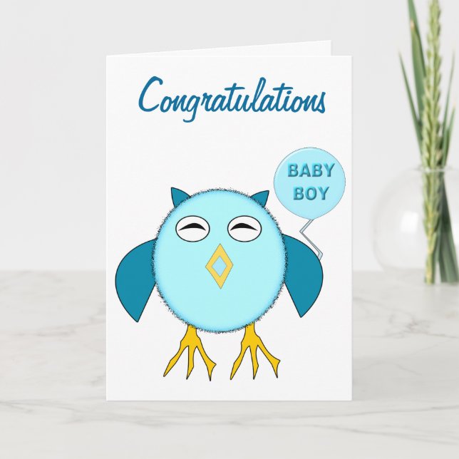 Tarjeta Personalizado de Bebé Azul Cute (Anverso)