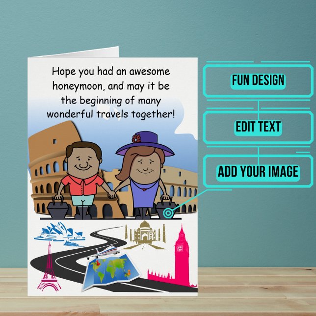 Tarjeta Personalizado de bienvenida de luna de mie (Send your love and congratulations with a modern and unique twist.)