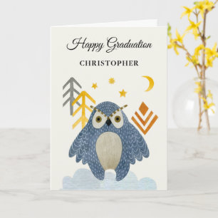 Tarjeta personalizado de búho nocturno azul