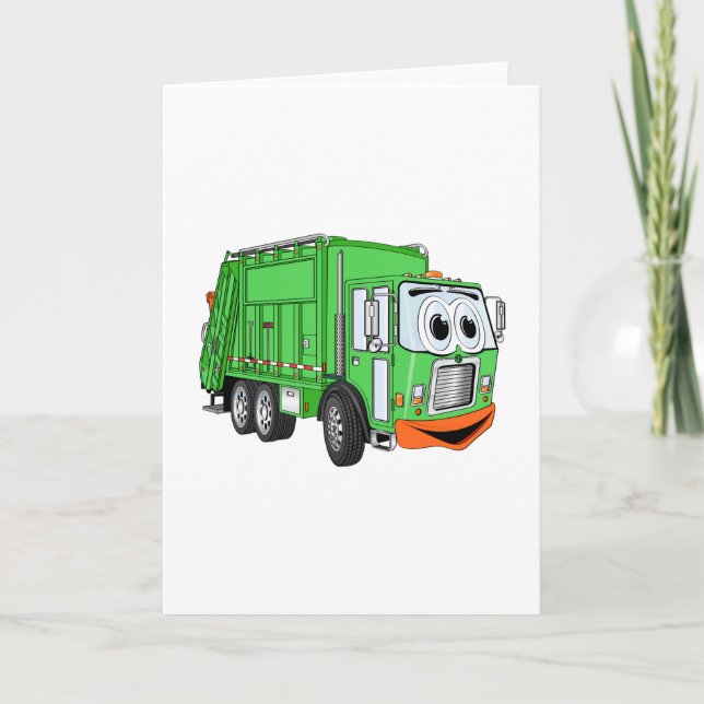 Tarjeta Personalizado de camión de basura sonriente (Anverso)