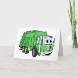 Tarjeta Personalizado de camión de basura sonriente verde 