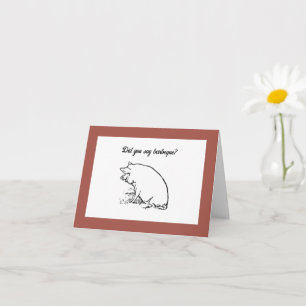 Tarjeta Personalizado De Cerdo De Perky, Esbozo De Tinta A