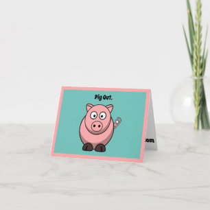 Tarjeta Personalizado de cerdo rosado de salida, divertida