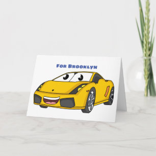 Tarjeta Personalizado de coche deportivo amarillo alegre