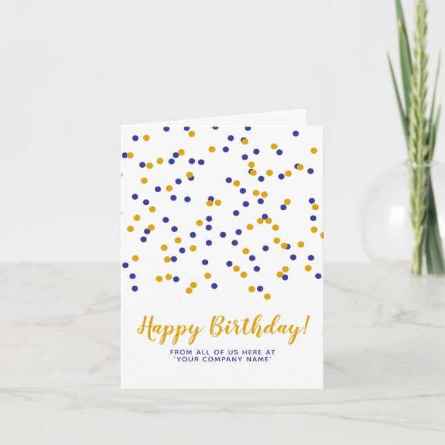 Tarjeta Personalizado de confetti amarillo azul SVG Feliz  (Anverso)