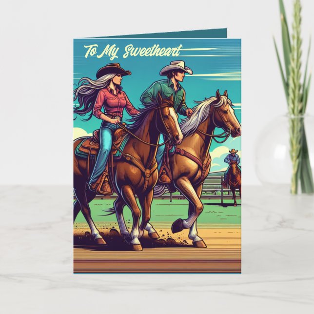 Tarjeta Personalizado de Cowgirl de Rodeo Occidental (Anverso)
