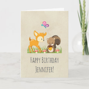 Tarjeta Personalizado de criaturas de bosques de cuta