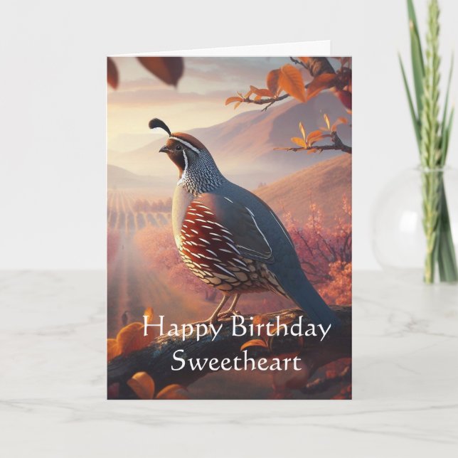 Tarjeta Personalizado de cumpleaños California Quail Birds (Anverso)