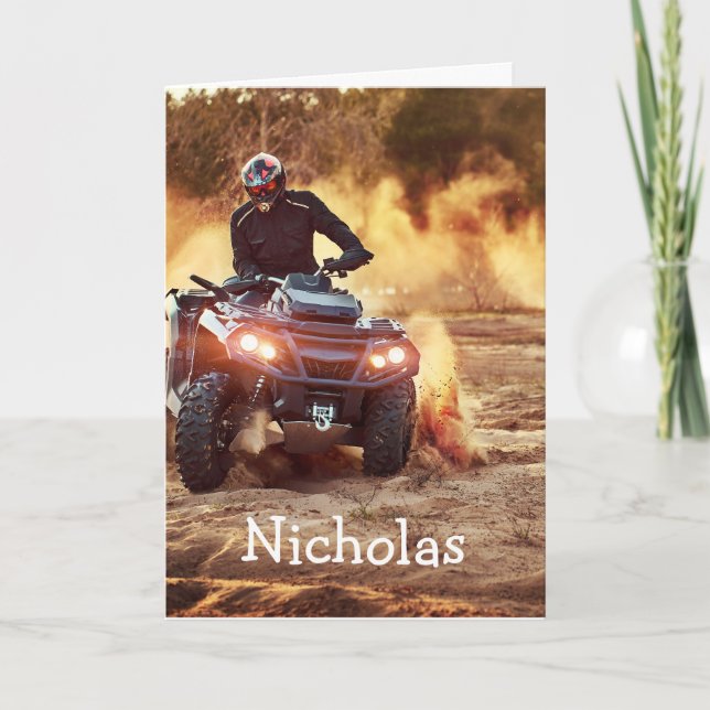 Tarjeta Personalizado de cumpleaños de vehículos todo terr (Anverso)