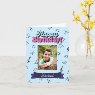 Tarjeta Personalizado de cumpleaños feliz foto azul