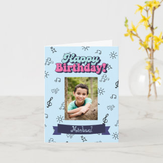 Tarjeta Personalizado de cumpleaños feliz foto azul